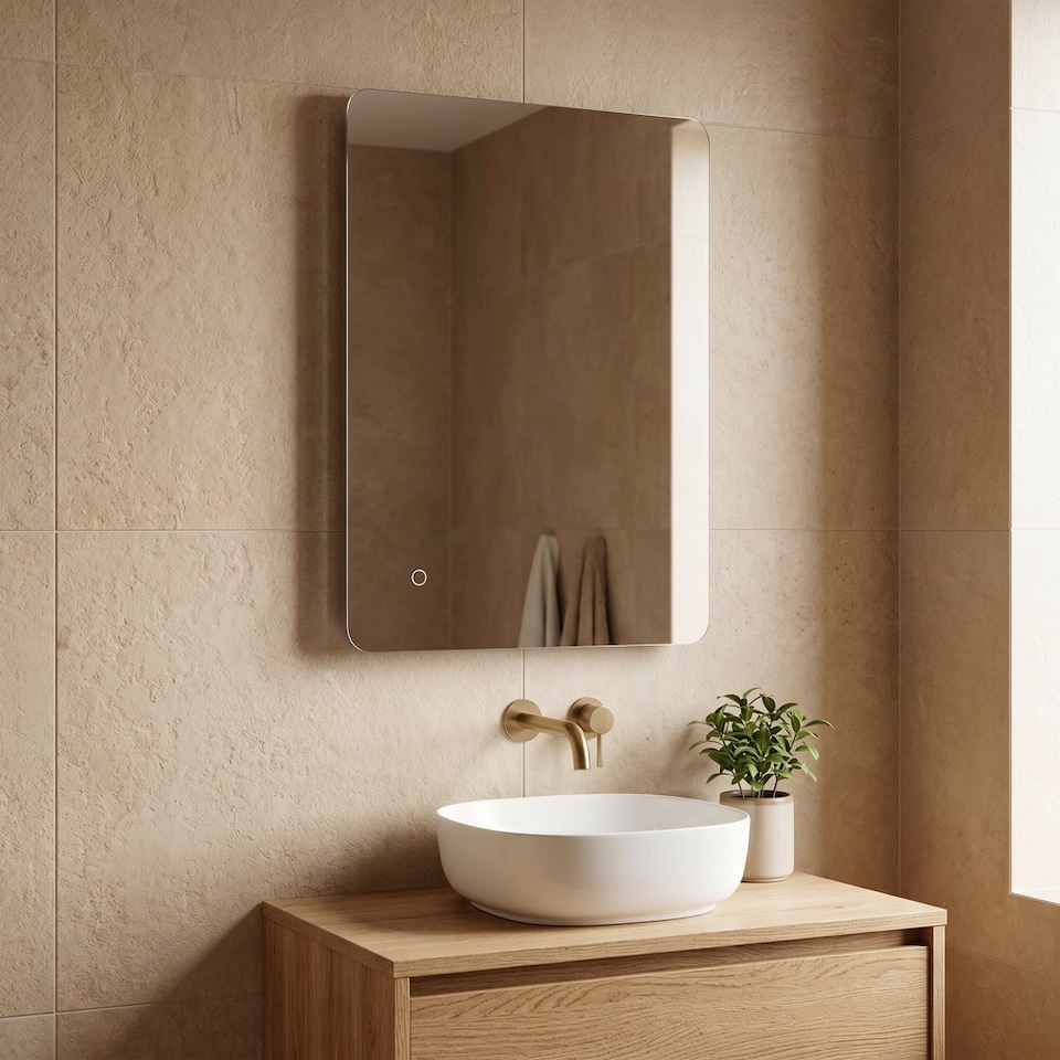 image 1 of Mila - LED Bathroom Mirror Touch Control, 70 x 50cm Demister, CCT