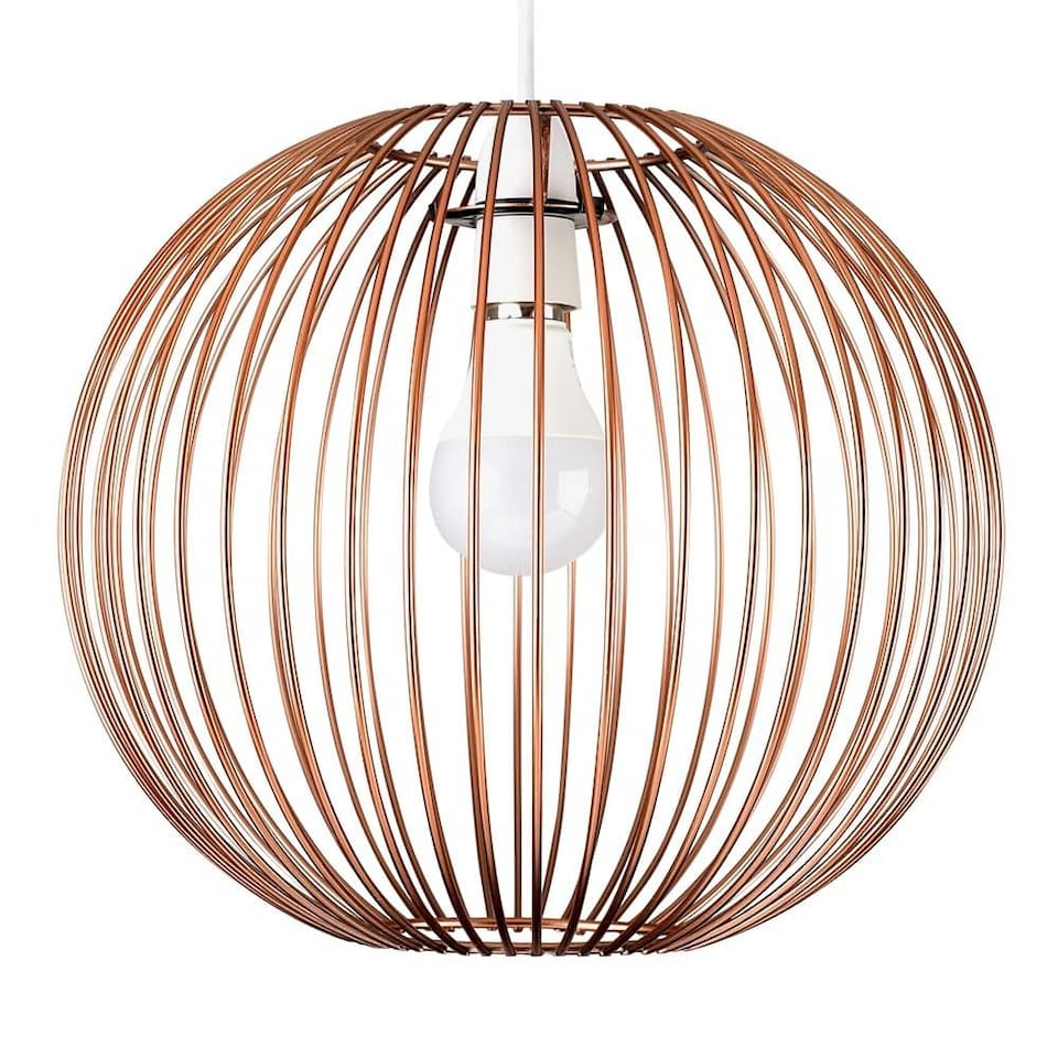 image 1 of ValueLights Faraday Copper Ceiling Pendant Shade & Bulb