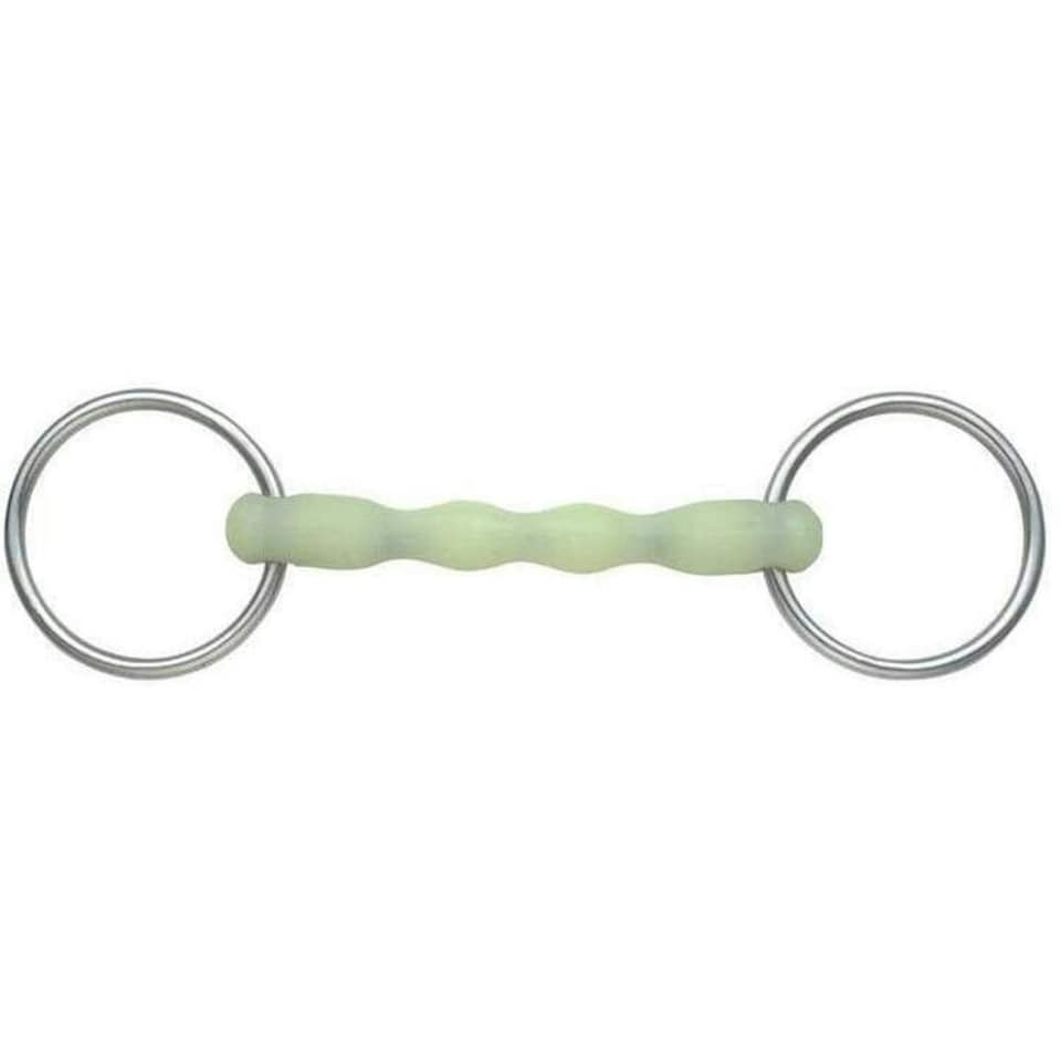 Shires Equikind Ripple Mullen Mouth Horse Loose Ring Snaffle Bit - Pale Green - 4.5in