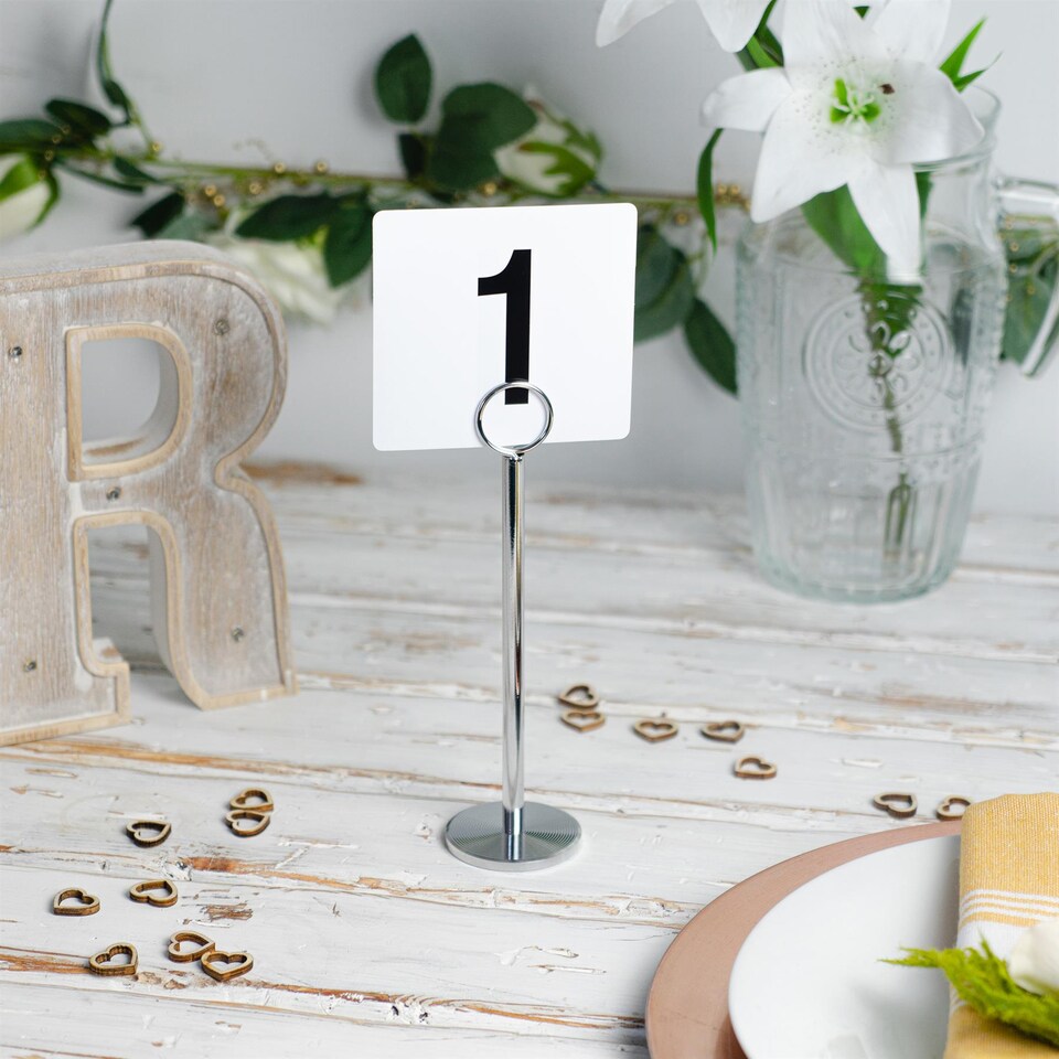 image 1 of Argon Tableware Table Numbers with 30cm Holders - 30cm - Silver - Pack of 50