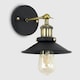 image 3 of ValueLights Industrial Steampunk Style Black And Antique Brass Single Wall Light With Shade