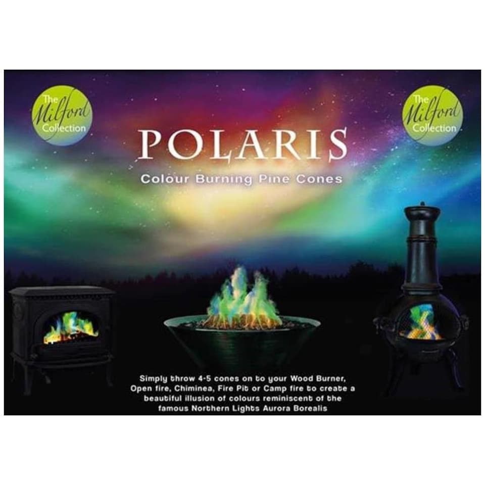 image 1 of Polaris Colour Changing Flame Burning Pine Cones 250g