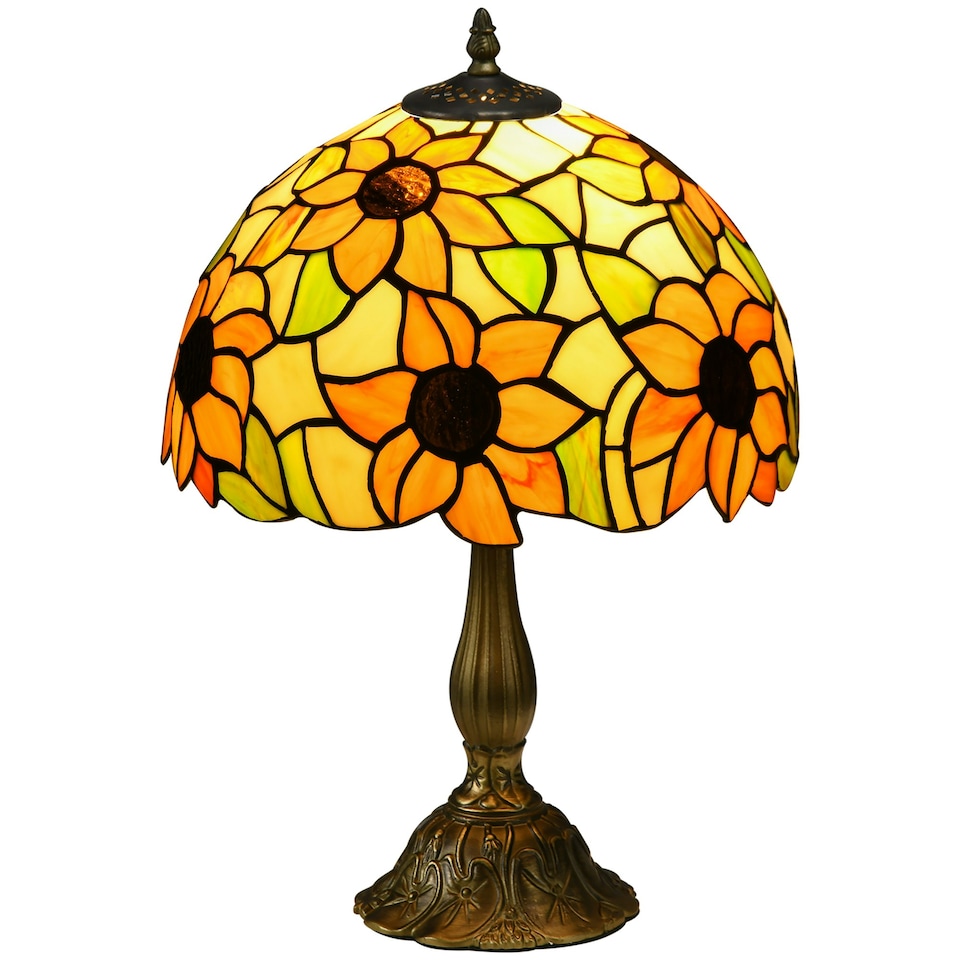 image 1 of HOMCOM Stained Glass Table Lamp, Handmade Antique Bedside Lamp