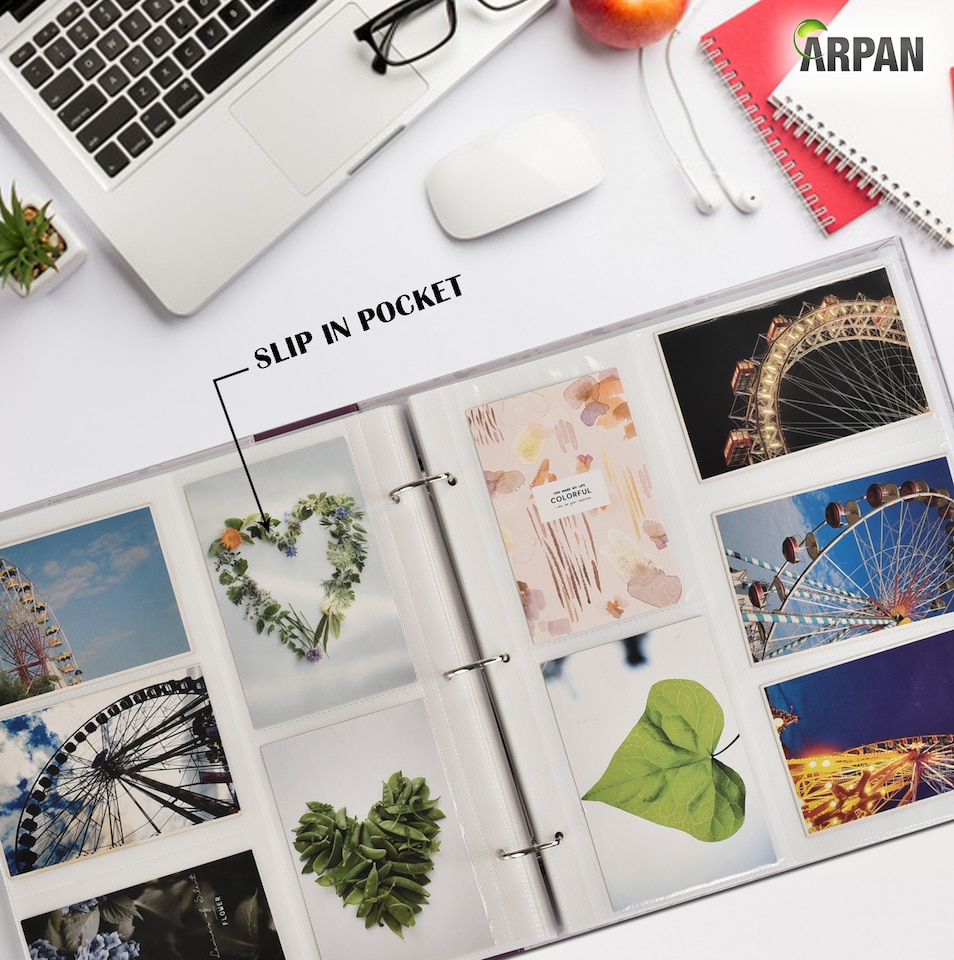 image 1 of ARPAN Large 3-Ring Binder Photo Album Holds 500 Photos 6x4" (10x15cm) – Slip In Pocket Picture Album for Wedding, Baby, Birthday, Family & Travel Memories