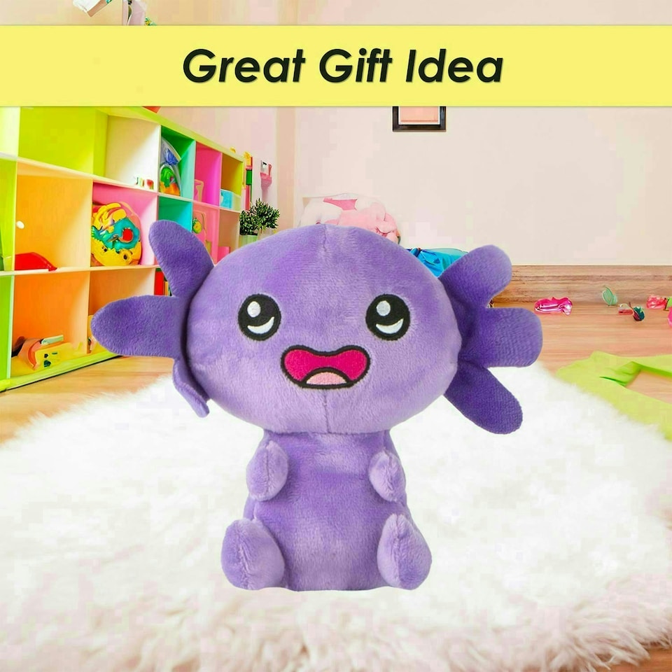 image 1 of Axolotl Soft Toy Cute Plushie Huggable Cuddly Stuffed Toy 18cm Purple