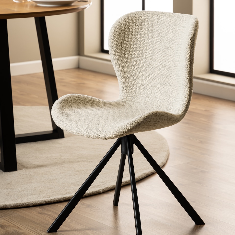 image 1 of Batilda Swivel Dining Chairs in Cream Fabic Set of 2