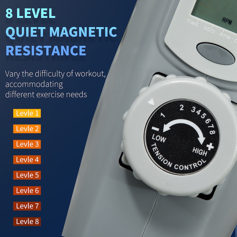 image 1 of SPORTNOW Pedal Exerciser with Eight-Level Magnetic Resistance, Grey