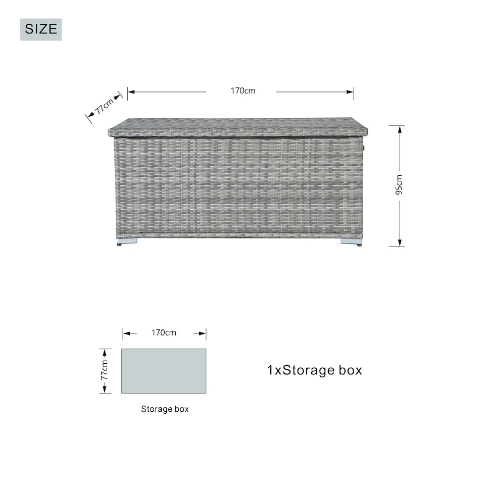 image 1 of Direct Wicker 980L Aluminum Outdoor Rattan Storage Box, Garden Large Deck Box | Grey