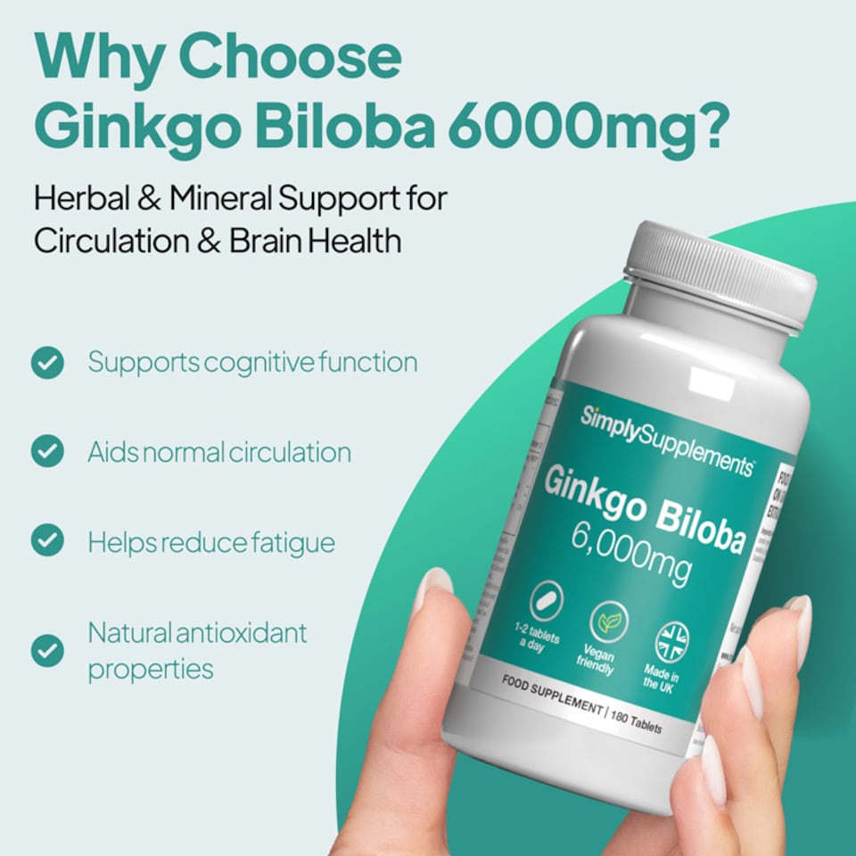 image 1 of Ginkgo Biloba 6,000mg - 180 Tablets