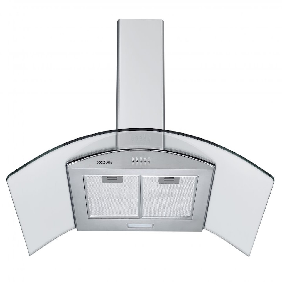 image 1 of Cookology 100cm Stainless Steel Curved Glass Chimney Cooker Hood - Energy Rating A