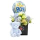 image 1 of New Baby Boy Gift Set with Flowers Bouquet and Bear