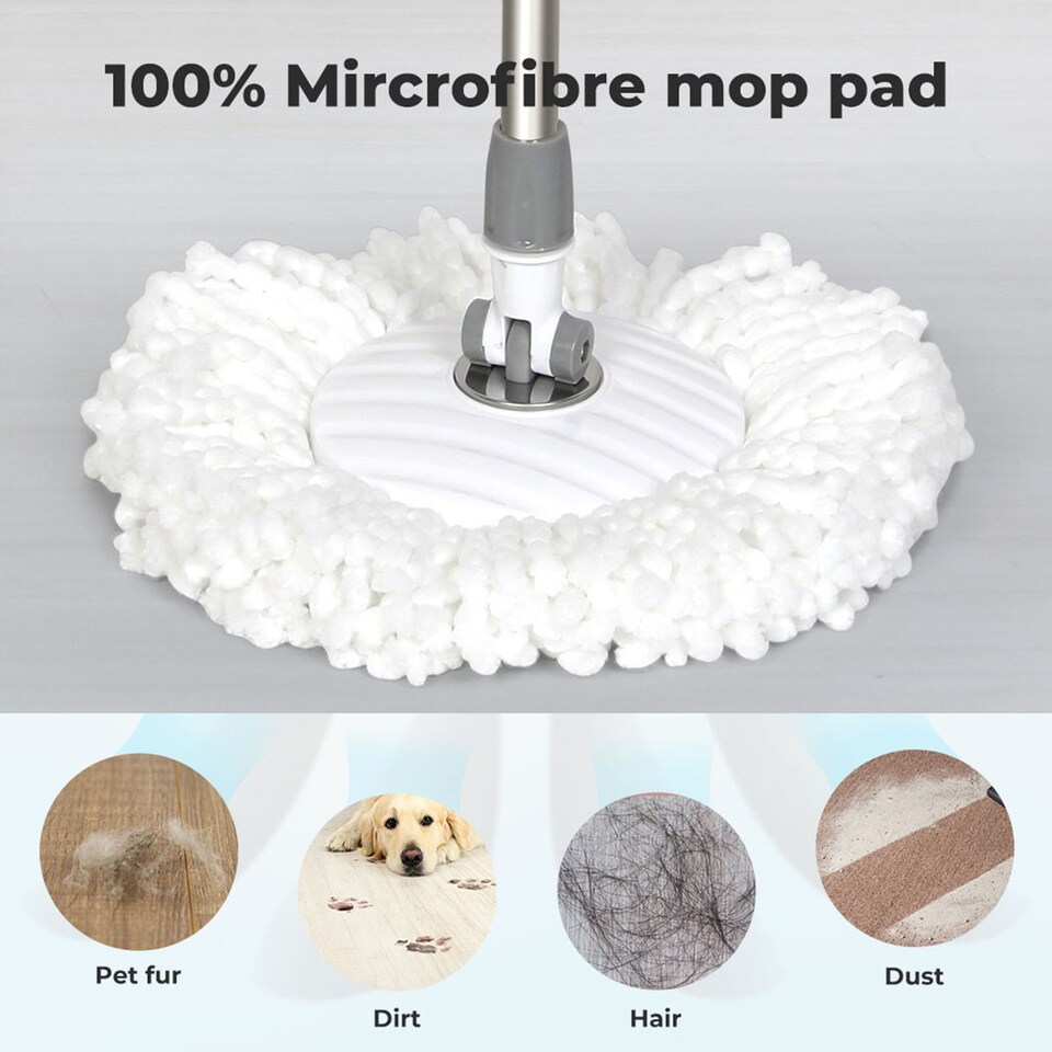 image 1 of Cleanflo Stainless Steel Spin Mop Bucket Set | White | White