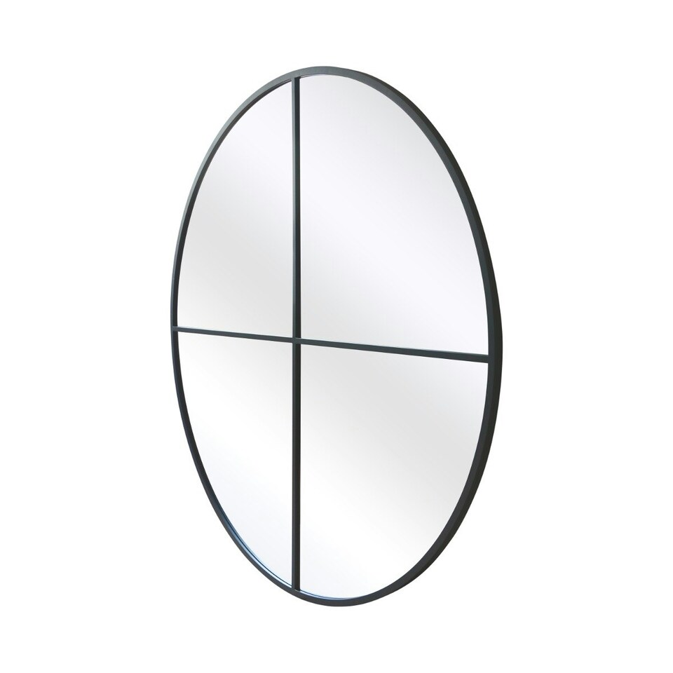 image 1 of The Fenestra - New Black XL Circular Window Metal Wall and Leaner Mirror 71" X 71" (180 x 180CM) Black