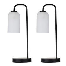 Set of 2 Victoria - Black Touch Lamps with Frosted Glass Shades Black | White
