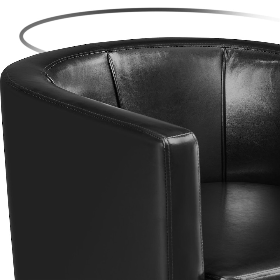 image 1 of Yaheetech Faux Leather and Barrel-shaped Accent Chair | Black