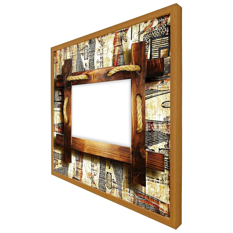 image 1 of Rustic egyptian wooden frame (Picture Frame) Brown | Oak | XL