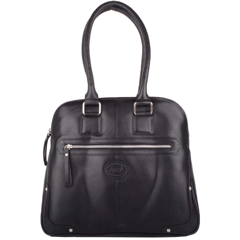 image 1 of London Leathergoods Womens Large Premium Soft Leather Travel / Work Hand Bag / Shoulder Bag | Black | Black