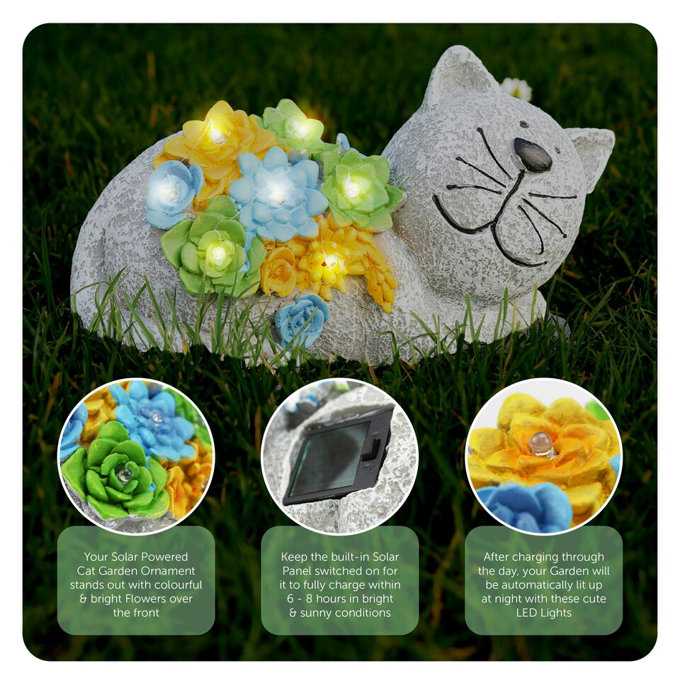 image 1 of Solar Cat Statue Garden Ornaments Outdoor Decorations