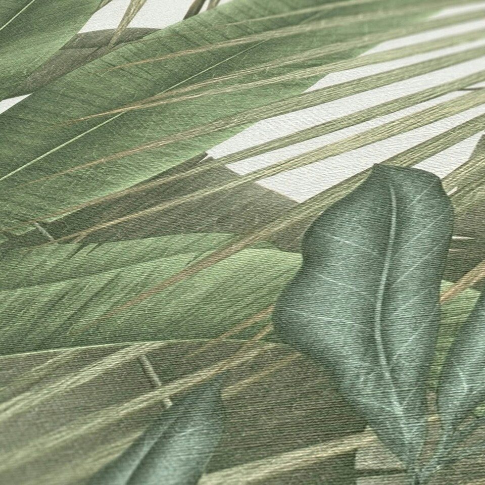 image 1 of AS Creation Exotic Jungle Heavyweight Vinyl Textured Wallpaper - Green - 10m x 0.5m | Green