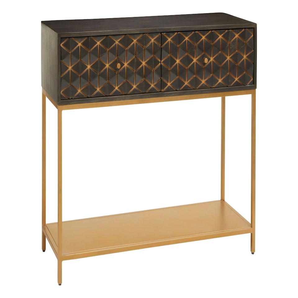 image 1 of Interiors by Premier Grey Mango Wood Console Table Gold