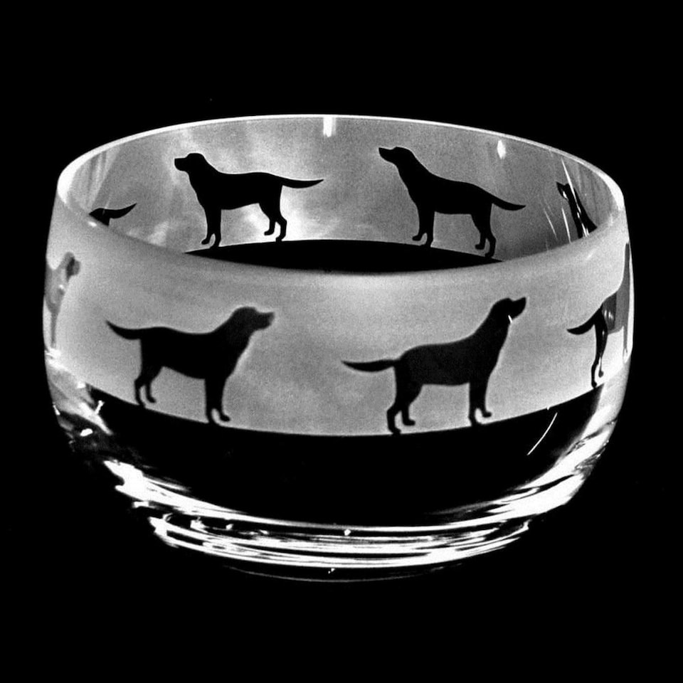 Animo Glass Decortive Etched Small Bowl Labrador