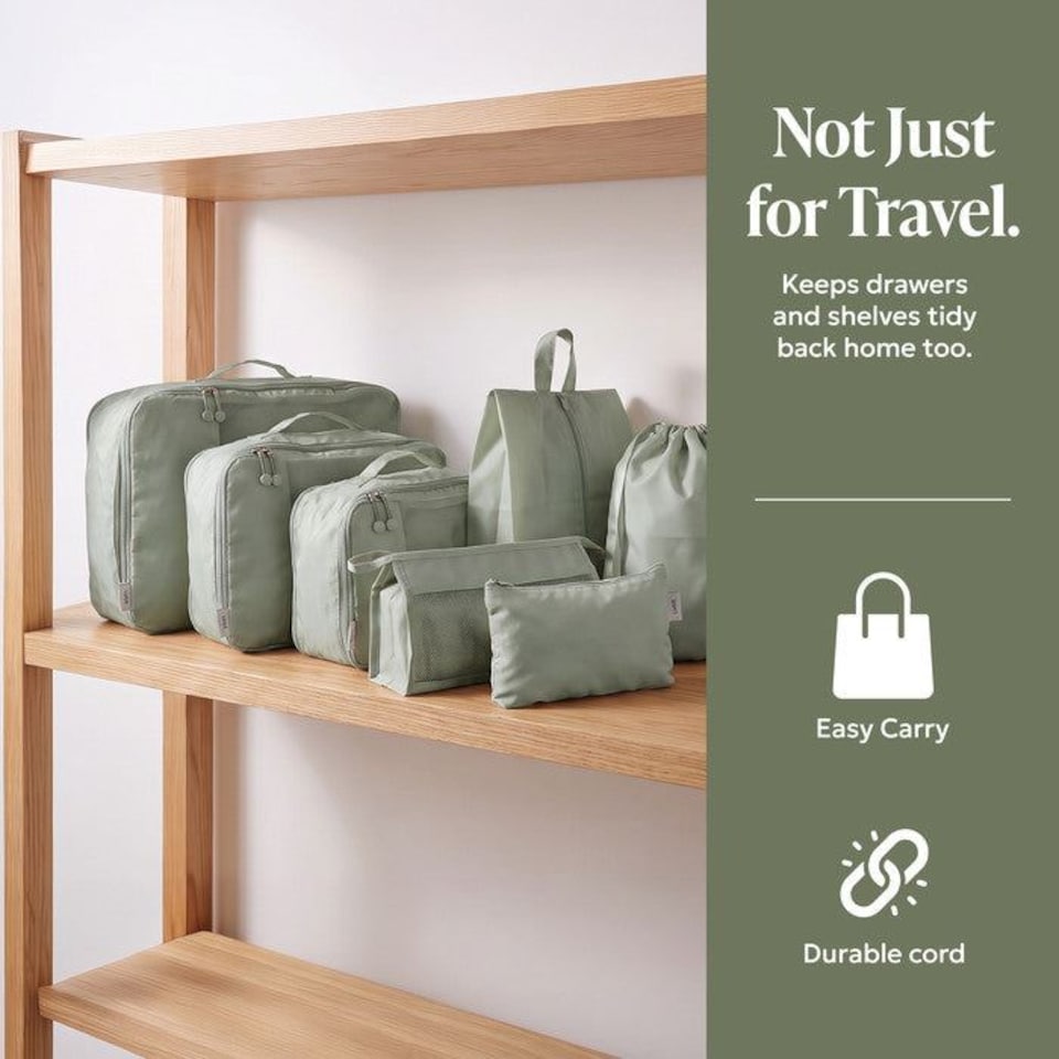 image 1 of Lugg Compression Packing Cubes 8 Piece Travel Suitcase Organiser Set