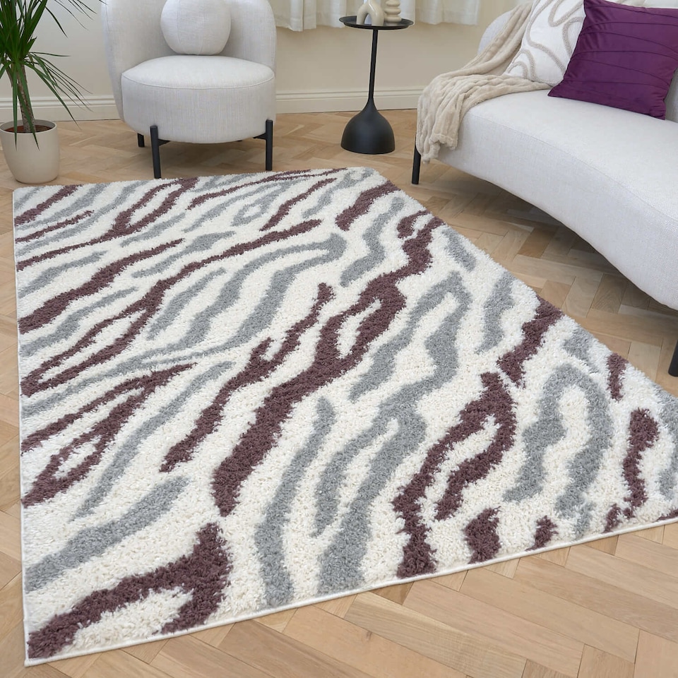 image 1 of The Rugs Moodi Collection Abstract Design Shaggy Soft High Pile Living Room Floor Rug and Runner