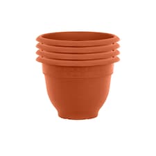 Wham Bell Pot 4 x 28cm Round Plastic Garden Planters | Orange | Terracotta