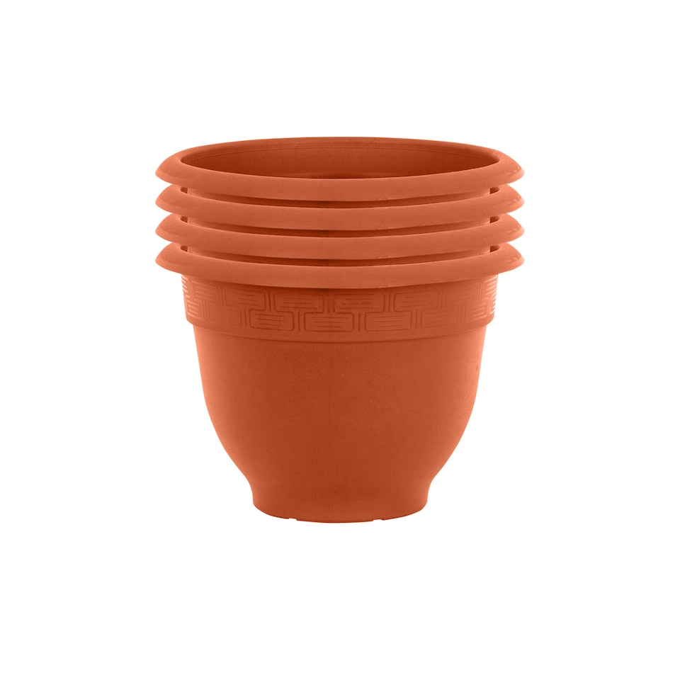 image 1 of Wham Bell Pot 4 x 28cm Round Plastic Garden Planters | Orange | Terracotta
