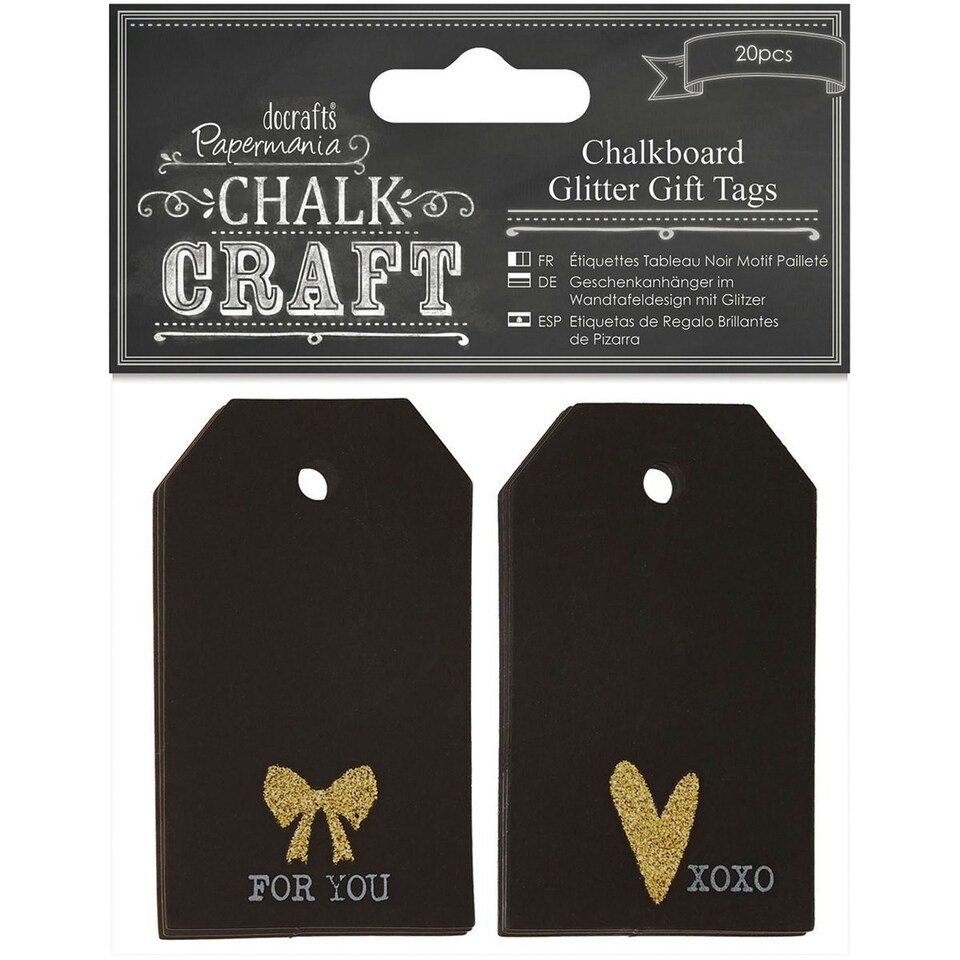 Chalkboard Glitter Gift Tags (20pcs) - Papermania
