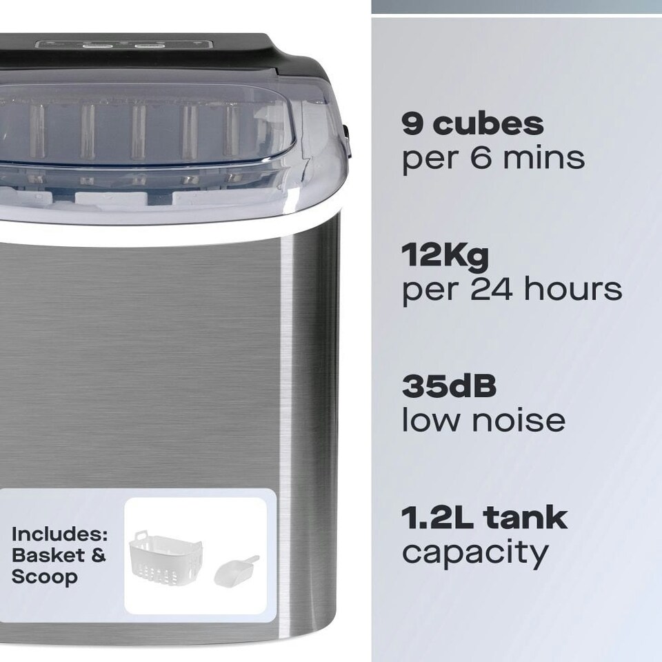 image 1 of Daewoo Compact Counter top Ice Cube Maker Machine Making 12Kg 9 Blocks in 6 Mins