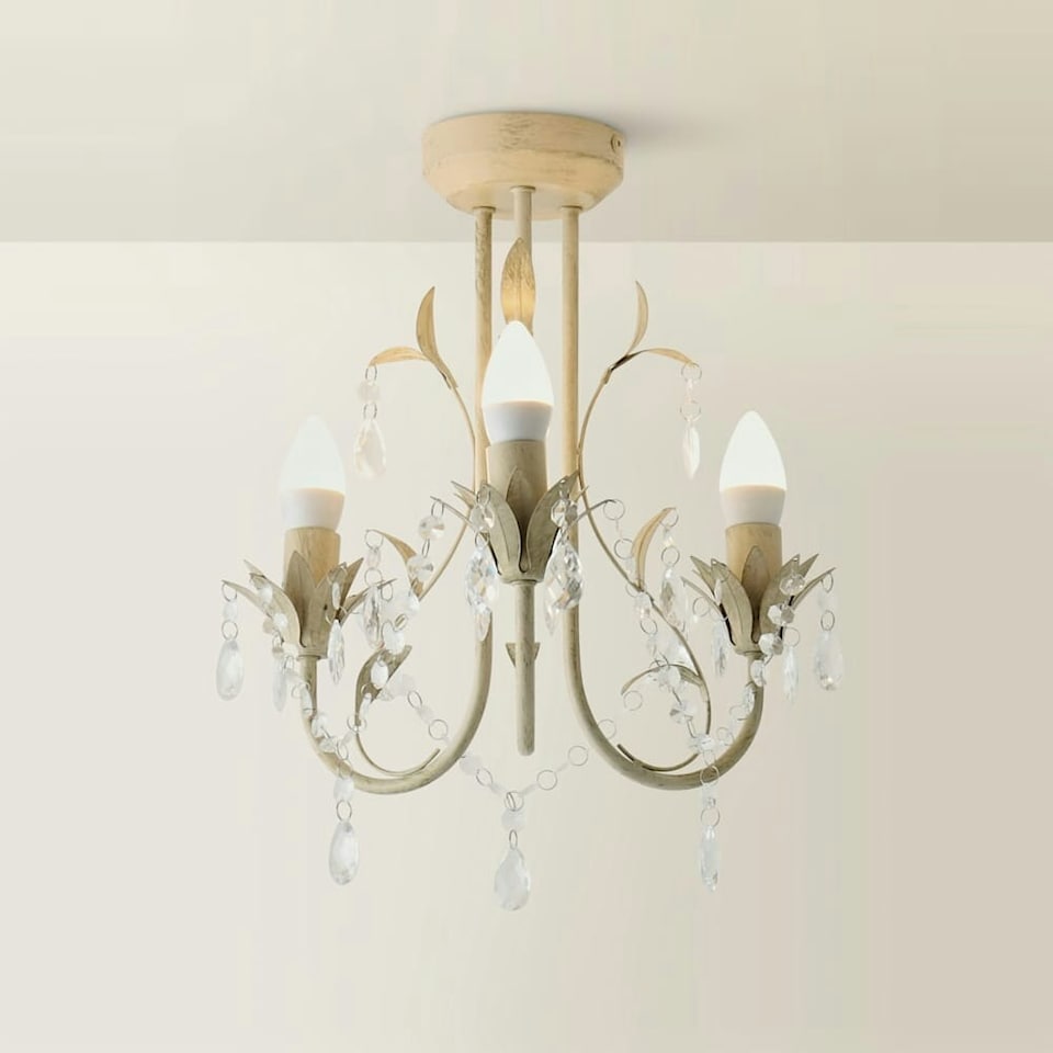 image 1 of ValueLights Odelia 3 Way White Ceiling Light Chandelier | Cream