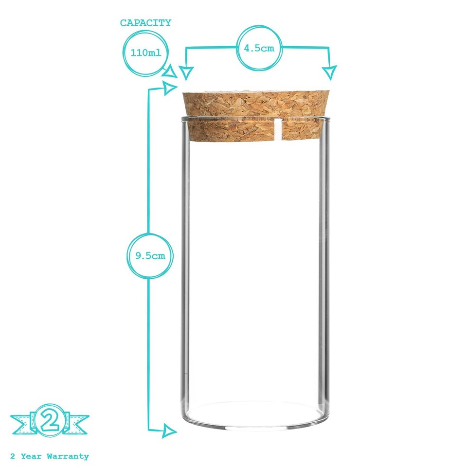 image 1 of Argon Tableware Glass Storage Jars with Cork Lids - 110ml - Pack of 3