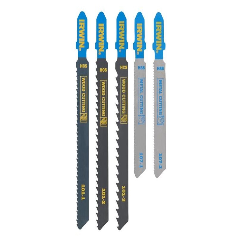 IRWIN® HCS/HSS T-Shank Jigsaw Blade Set, 5 Piece
