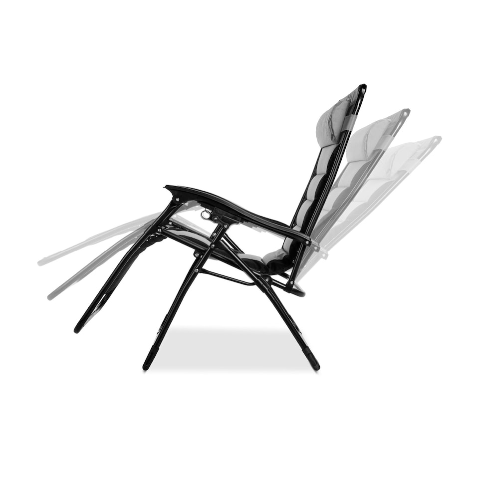 image 1 of Groundlevel 1x Luxury Gravity Garden Adjustable Sun Lounger Relaxer Chair | Grey | Grey