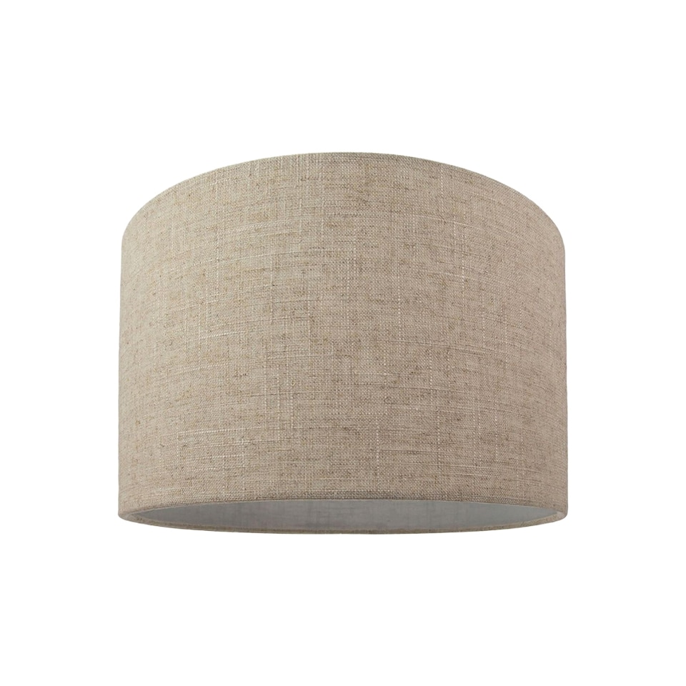 image 1 of Contemporary and Stylish Natural Linen 10 Lamp Shade in Oatmeal - 30cm Diameter | Cream | 10"