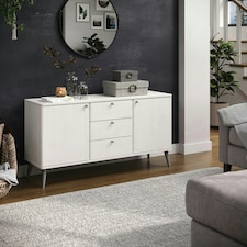 Core Products Augusta Curve Sideboard with 2 Doors, 3 Drawers, White H55.2cm x W130.6cm x D43.0cm White