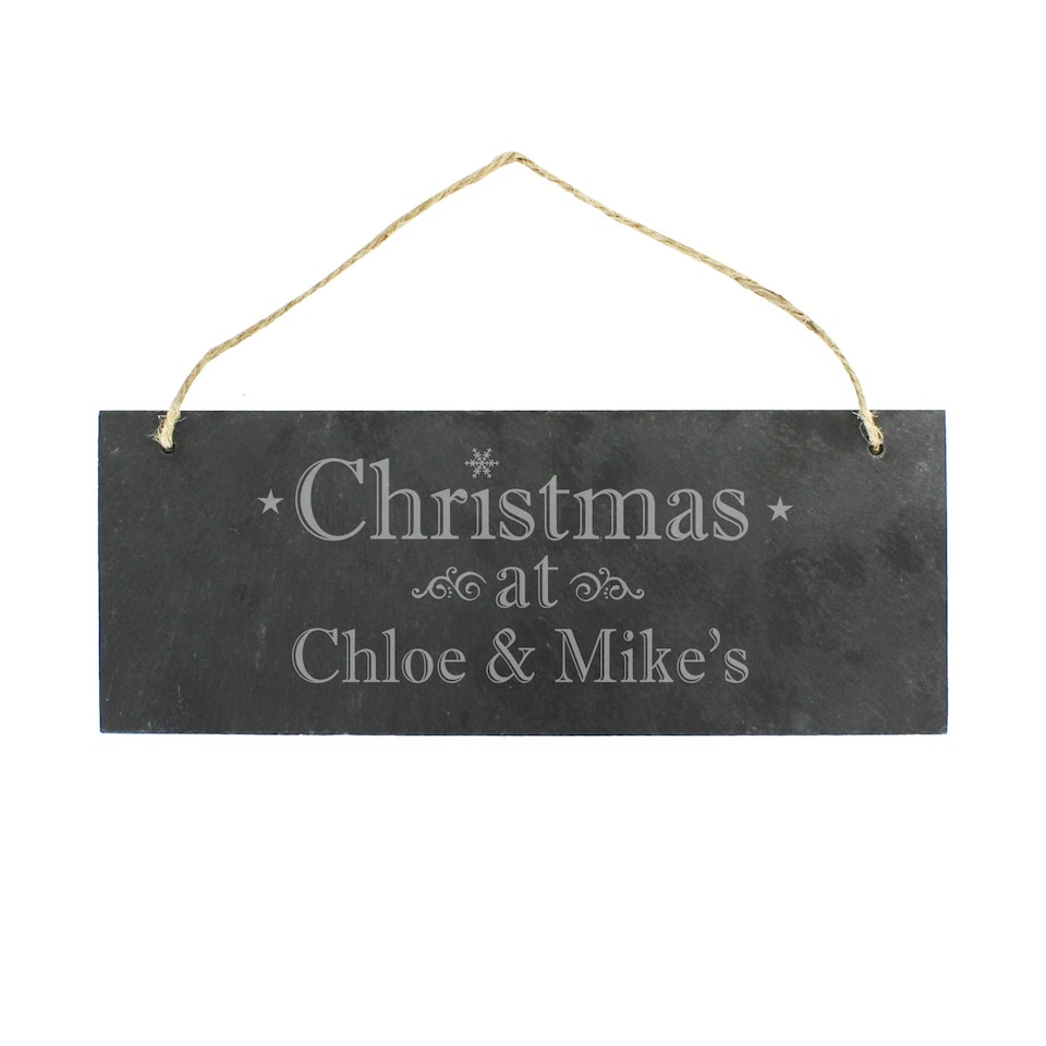 image 1 of Personalised Christmas Hanging Slate Plaque