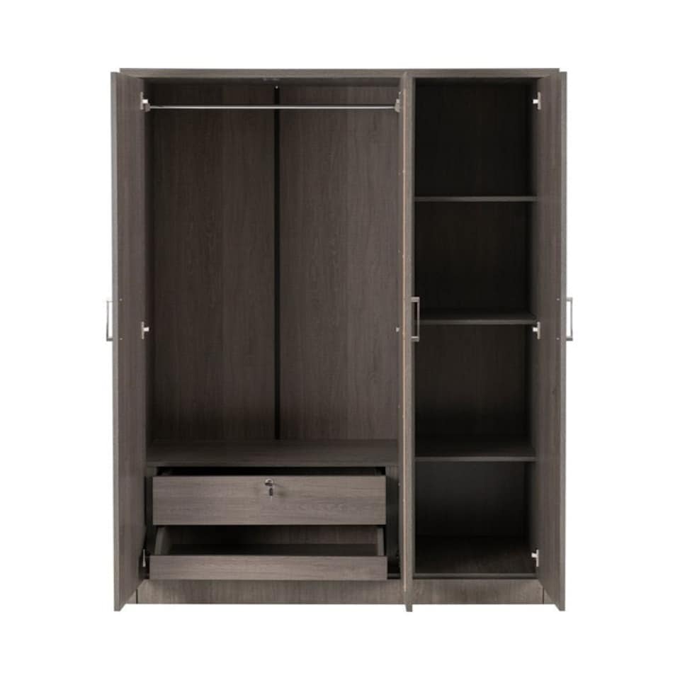 image 1 of Lisbon 3 Door Wardrobe - L53.5 x W120 x H187 cm - Black Wood Grain Grey