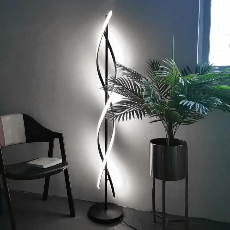 image 1 of Living and Home Double-helix LED Floor Lamp - 42W Black