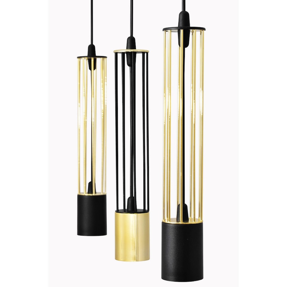 image 1 of Bars Slim Pendant Ceiling Light Black, Gold 10cm