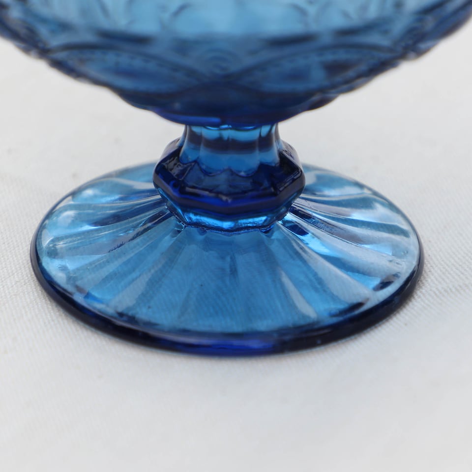 image 1 of Set of 6 Vintage Blue Glass Trifle Bowl and Dessert Bowls Wedding Decorations Ideas 300ml | Blue | Blue | Medium | 6