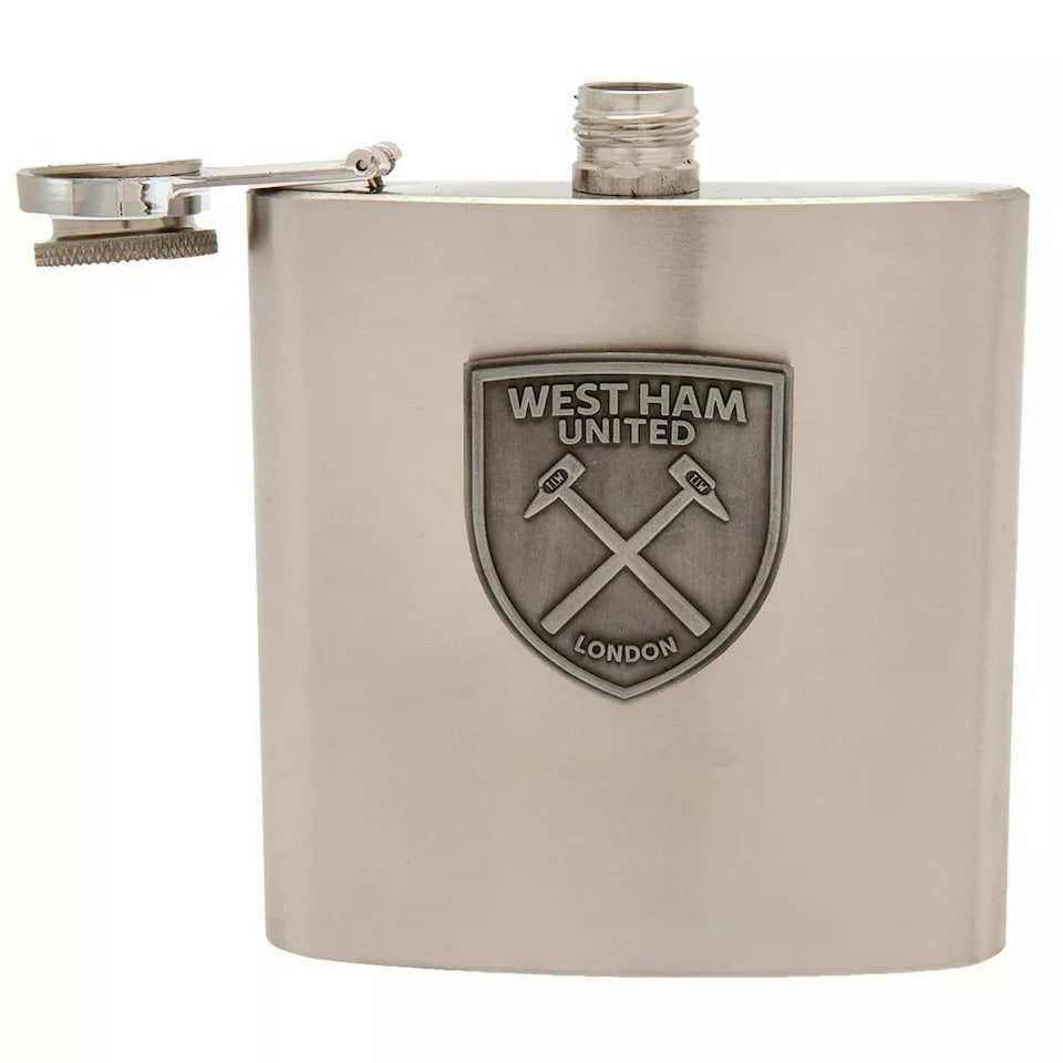 image 1 of West Ham United FC Crest Stainless Steel Hip Flask - Steel - One Size