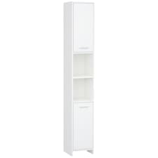 HOMCOM Bathroom Floor Storage Cabinet Slim Tallboy w Door Cupboard & Shelves For Living Room, Bedroom, Hallway White
