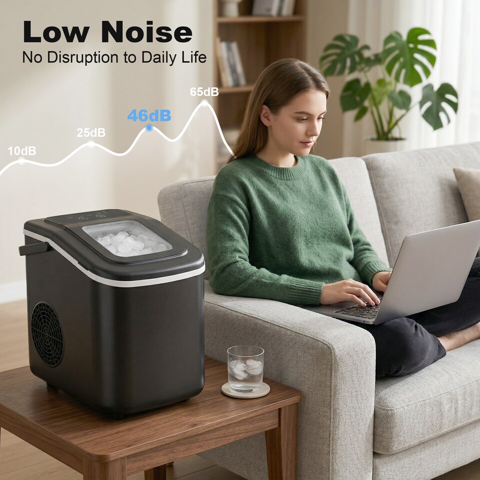 image 1 of HOMCOM Countertop Ice Maker Machine 12kg/24H Self-Cleaning 2 Sizes Black