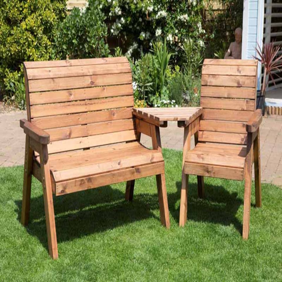 image 1 of Three Seat Companion Set Angled Self-Assembly - L90 x W230 x H98 cm - Redwood - Assembly Required