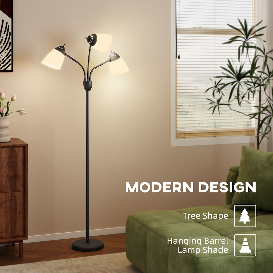image 1 of HOMCOM Arc Tree Floor Lamp with 3000K/4500K/6500K Colour Temperatures Black