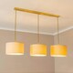 image 2 of ValueLights Reni Natural Drum Shade 3 Drop Bar Gold Diner Ceiling Pendant Light with Bulbs Gold
