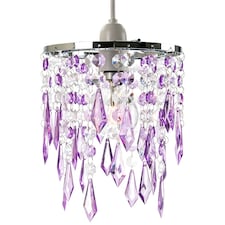 Modern Waterfall Design Pendant Shade with Clear/Purple Acrylic Drops and Beads