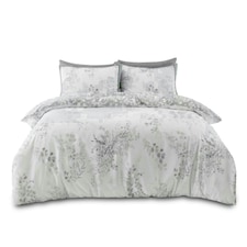 Perla Floral Printed Duvet Cover Set Reversible Polycotton Beddings Grey | Double